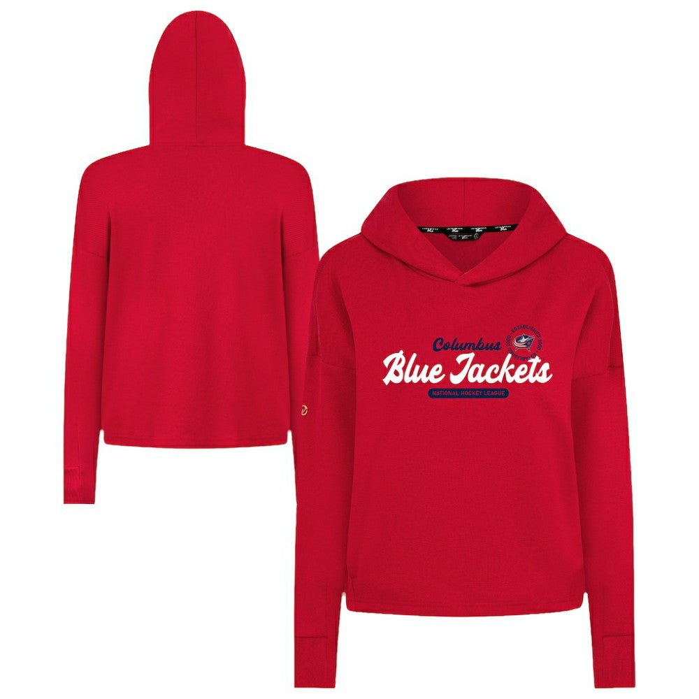 NHL Columbus Blue Jackets Levelwear Women's Sweet Monument Tri-Blend Cropped Pullover Hoodie - Red