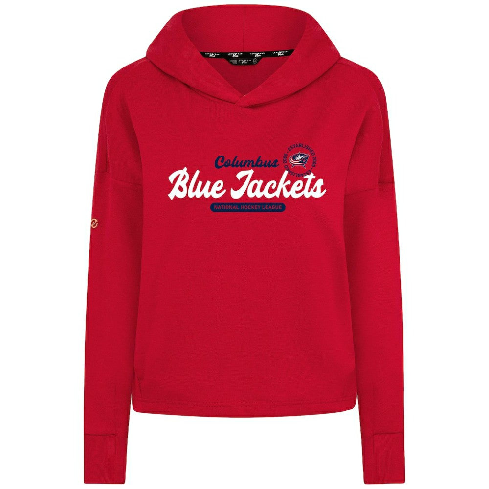 NHL Columbus Blue Jackets Levelwear Women's Sweet Monument Tri-Blend Cropped Pullover Hoodie - Red