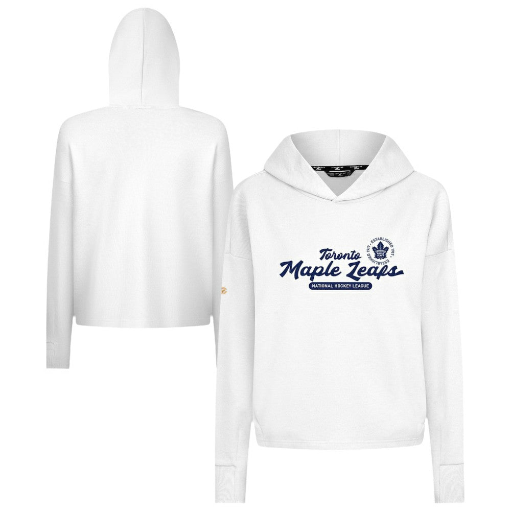 NHL Toronto Maple Leafs Levelwear Women's Sweet Monument Tri-Blend Cropped Pullover Hoodie - White