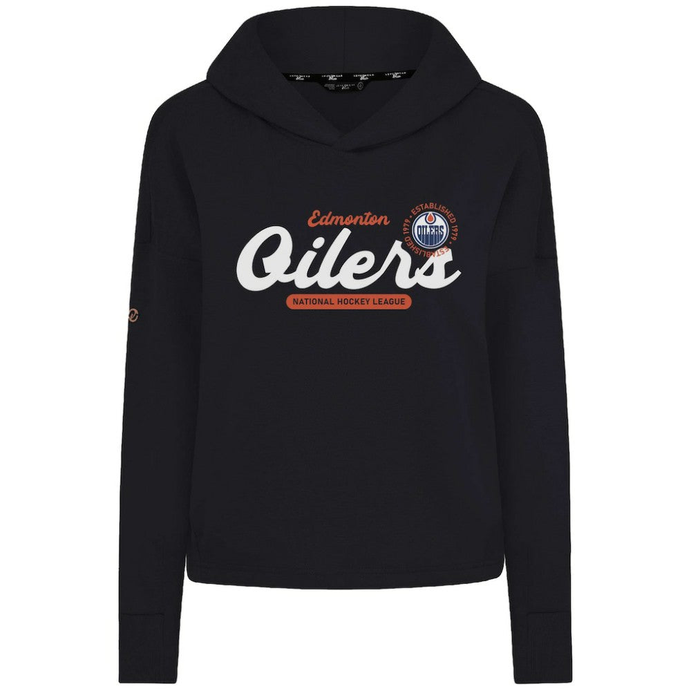 NHL Edmonton Oilers Levelwear Women's Sweet Monument Tri-Blend Cropped Pullover Hoodie - Black