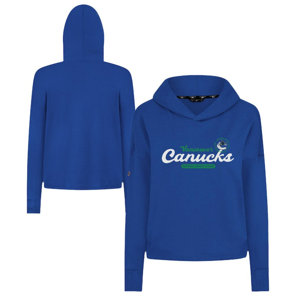 NHL Vancouver Canucks Levelwear Women's Sweet Monument Tri-Blend Cropped Pullover Hoodie - Royal