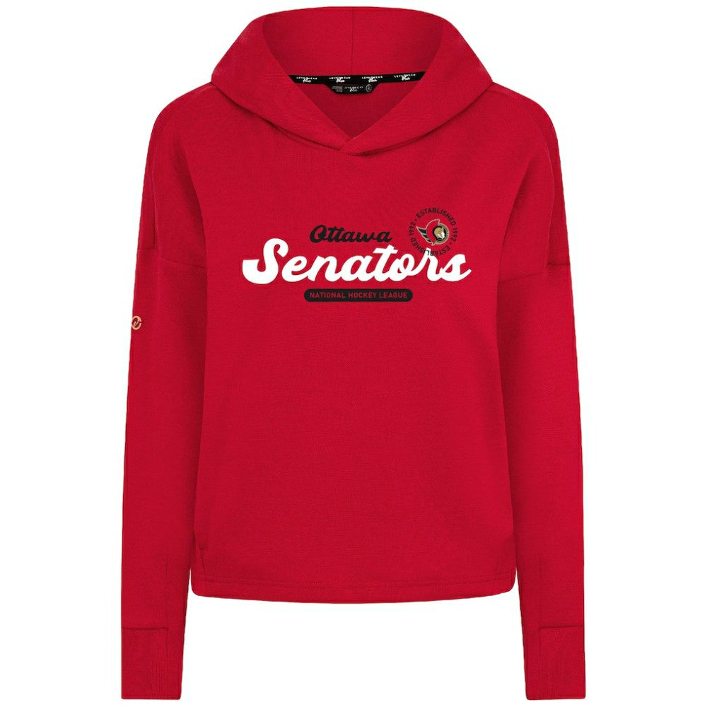 NHL Ottawa Senators Levelwear Women's Sweet Monument Tri-Blend Cropped Pullover Hoodie - Red