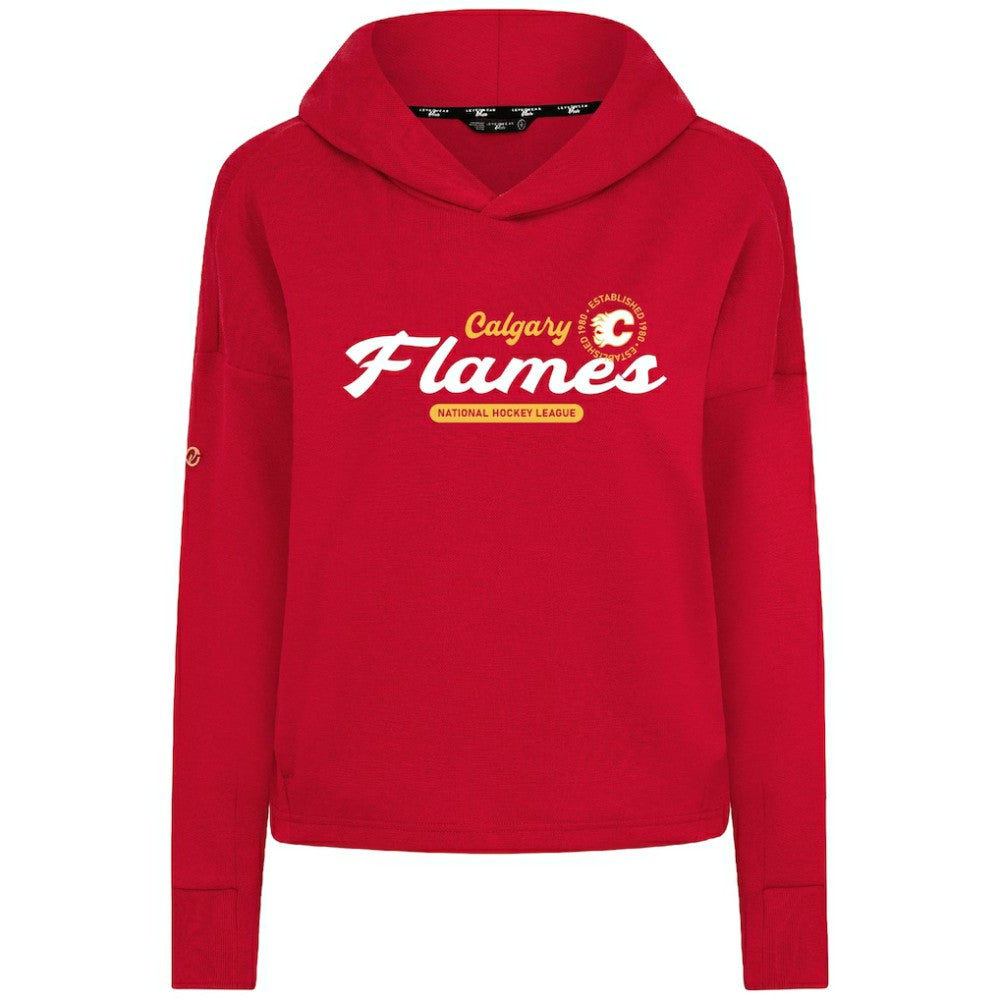 NHL Calgary Flames Levelwear Women's Sweet Monument Tri-Blend Cropped Pullover Hoodie - Red