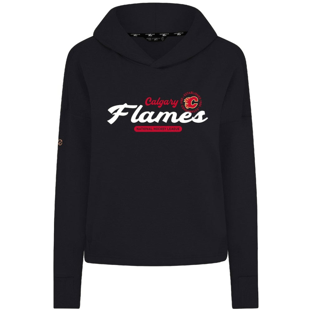 NHL Calgary Flames Levelwear Women's Sweet Monument Tri-Blend Cropped Pullover Hoodie - Black