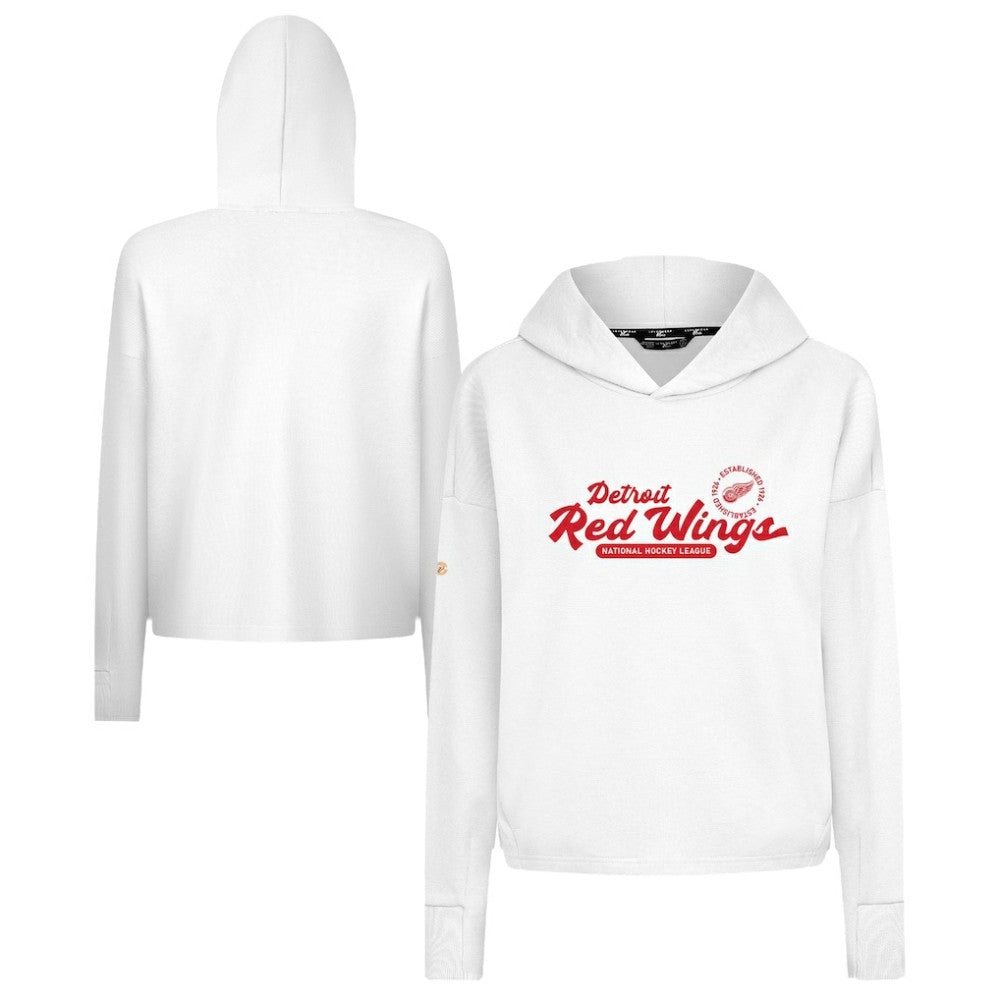 NHL Detroit Red Wings Levelwear Women's Sweet Monument Tri-Blend Cropped Pullover Hoodie - White