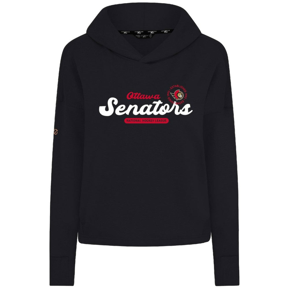NHL Ottawa Senators Levelwear Women's Sweet Monument Tri-Blend Cropped Pullover Hoodie - Black