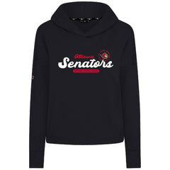 NHL Ottawa Senators Levelwear Women's Sweet Monument Tri-Blend Cropped Pullover Hoodie - Black