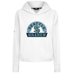 NHL Seattle Kraken Levelwear Women's Sweet Banner Arch Tri-Blend Cropped Pullover Hoodie - White