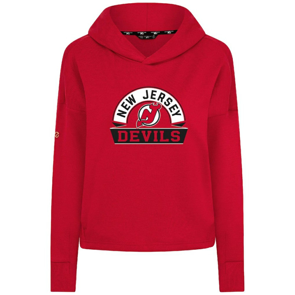 NHL New Jersey Devils Levelwear Women's Sweet Banner Arch Tri-Blend Cropped Pullover Hoodie - Red