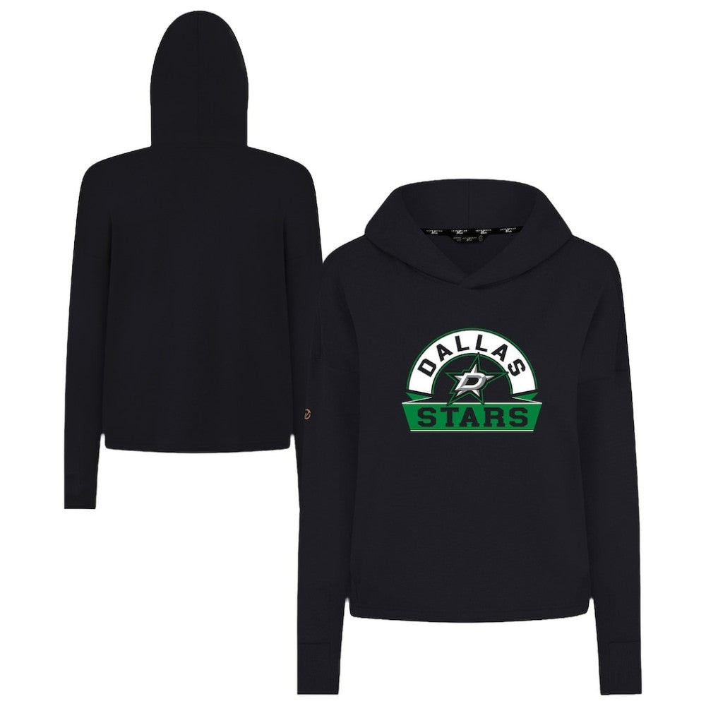 NHL Dallas Stars Levelwear Women's Sweet Banner Arch Tri-Blend Cropped Pullover Hoodie - Black
