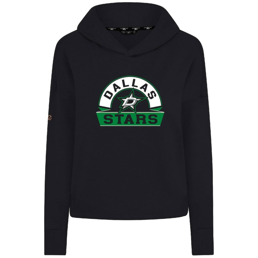 NHL Dallas Stars Levelwear Women's Sweet Banner Arch Tri-Blend Cropped Pullover Hoodie - Black