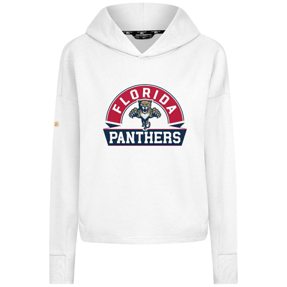NHL Florida Panthers Levelwear Women's Sweet Banner Arch Tri-Blend Cropped Pullover Hoodie - White