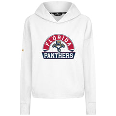 NHL Florida Panthers Levelwear Women's Sweet Banner Arch Tri-Blend Cropped Pullover Hoodie - White
