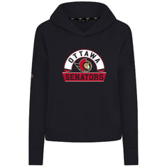 NHL Ottawa Senators Levelwear Women's Sweet Banner Arch Tri-Blend Cropped Pullover Hoodie - Black