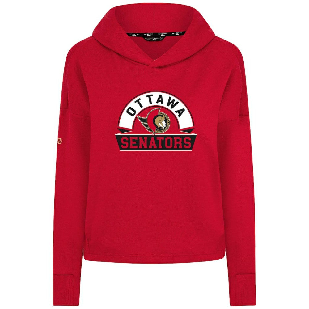 NHL Ottawa Senators Levelwear Women's Sweet Banner Arch Tri-Blend Cropped Pullover Hoodie - Red