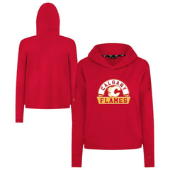 NHL Calgary Flames Levelwear Women's Sweet Banner Arch Tri-Blend Cropped Pullover Hoodie - Red