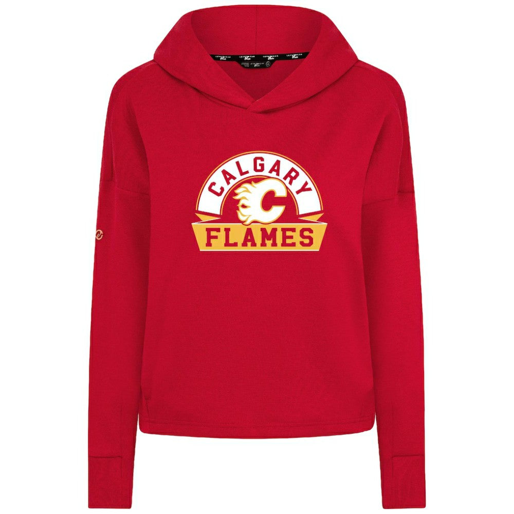 NHL Calgary Flames Levelwear Women's Sweet Banner Arch Tri-Blend Cropped Pullover Hoodie - Red