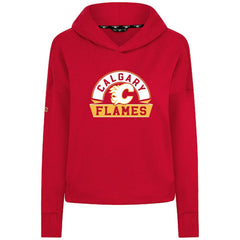 NHL Calgary Flames Levelwear Women's Sweet Banner Arch Tri-Blend Cropped Pullover Hoodie - Red