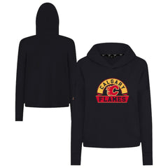 NHL Calgary Flames Levelwear Women's Sweet Banner Arch Tri-Blend Cropped Pullover Hoodie - Black