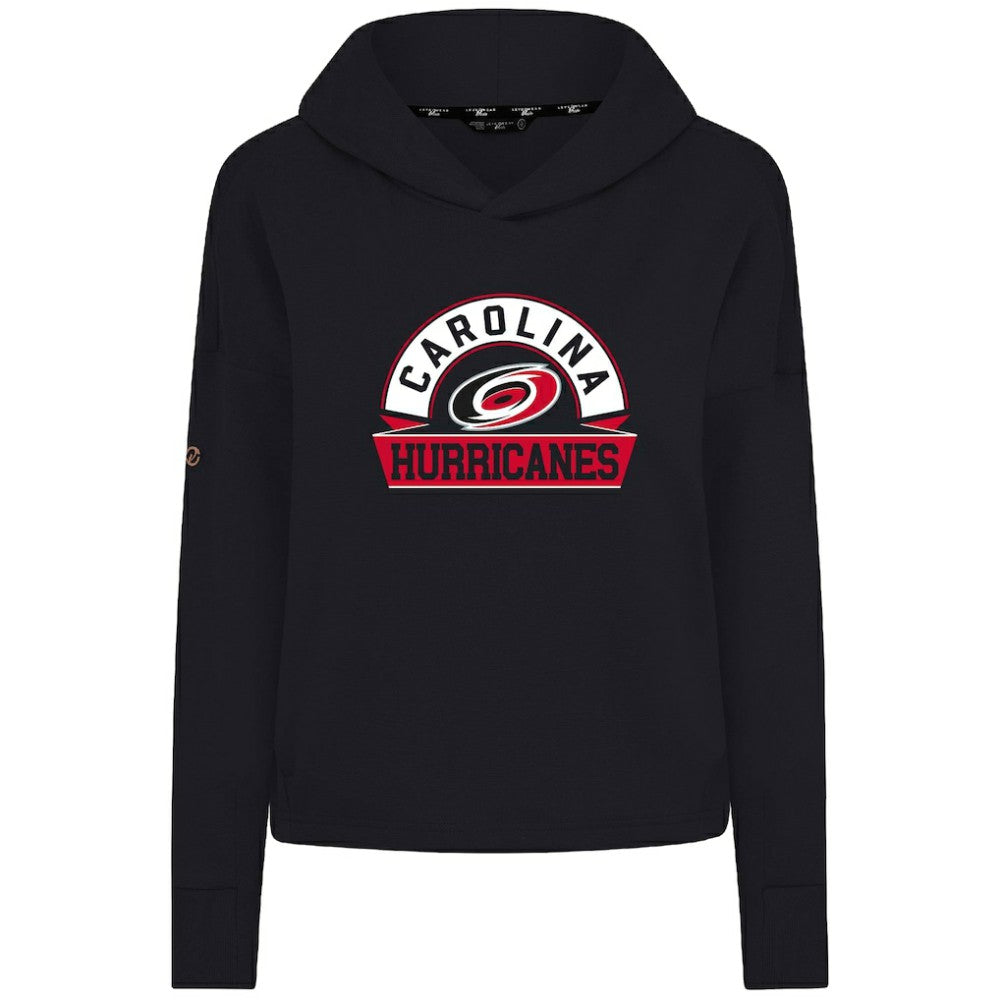 NHL Carolina Hurricanes Levelwear Women's Sweet Banner Arch Tri-Blend Cropped Pullover Hoodie - Black