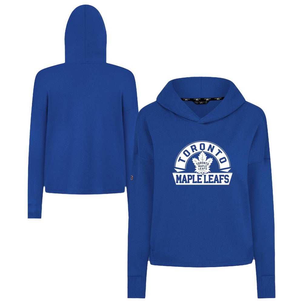 NHL Toronto Maple Leafs Levelwear Women's Sweet Banner Arch Tri-Blend Cropped Pullover Hoodie - Royal