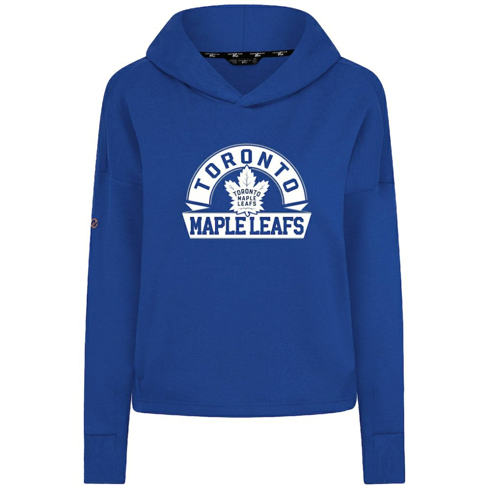 NHL Toronto Maple Leafs Levelwear Women's Sweet Banner Arch Tri-Blend Cropped Pullover Hoodie - Royal