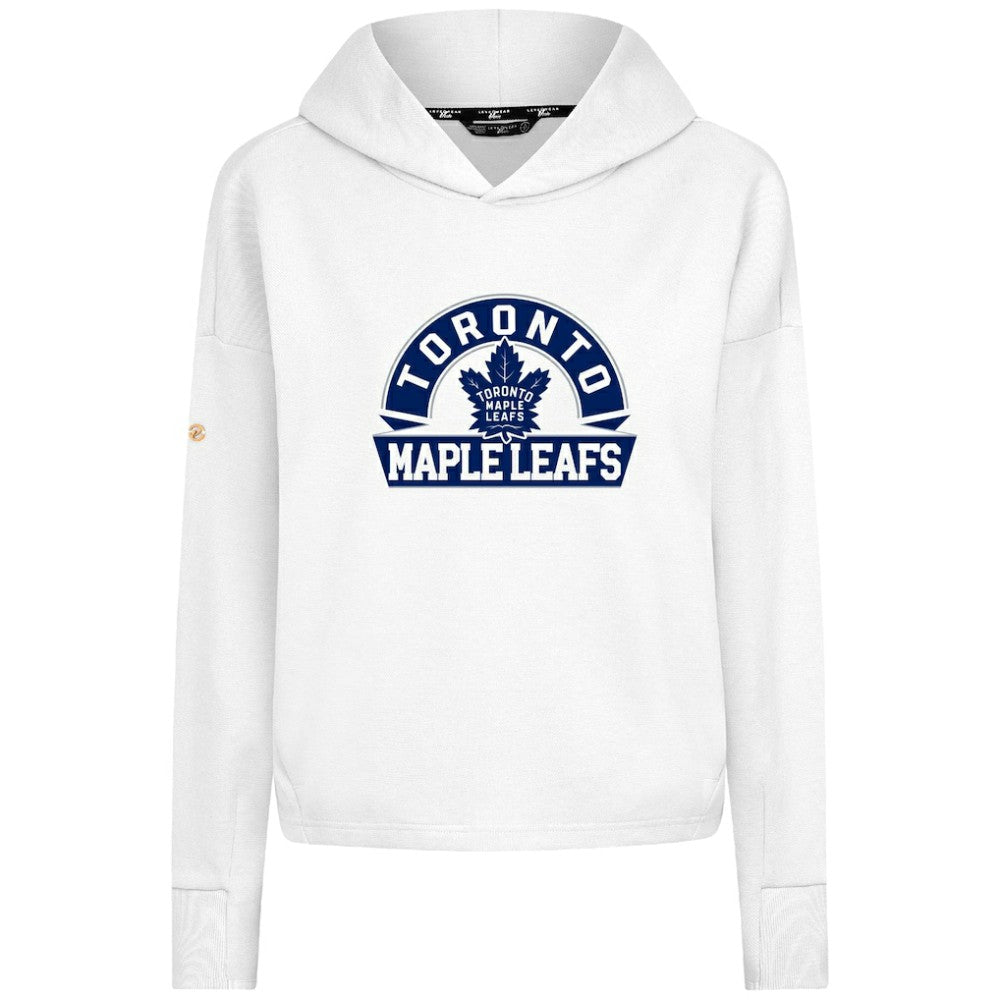 NHL Toronto Maple Leafs Levelwear Women's Sweet Banner Arch Tri-Blend Cropped Pullover Hoodie - White