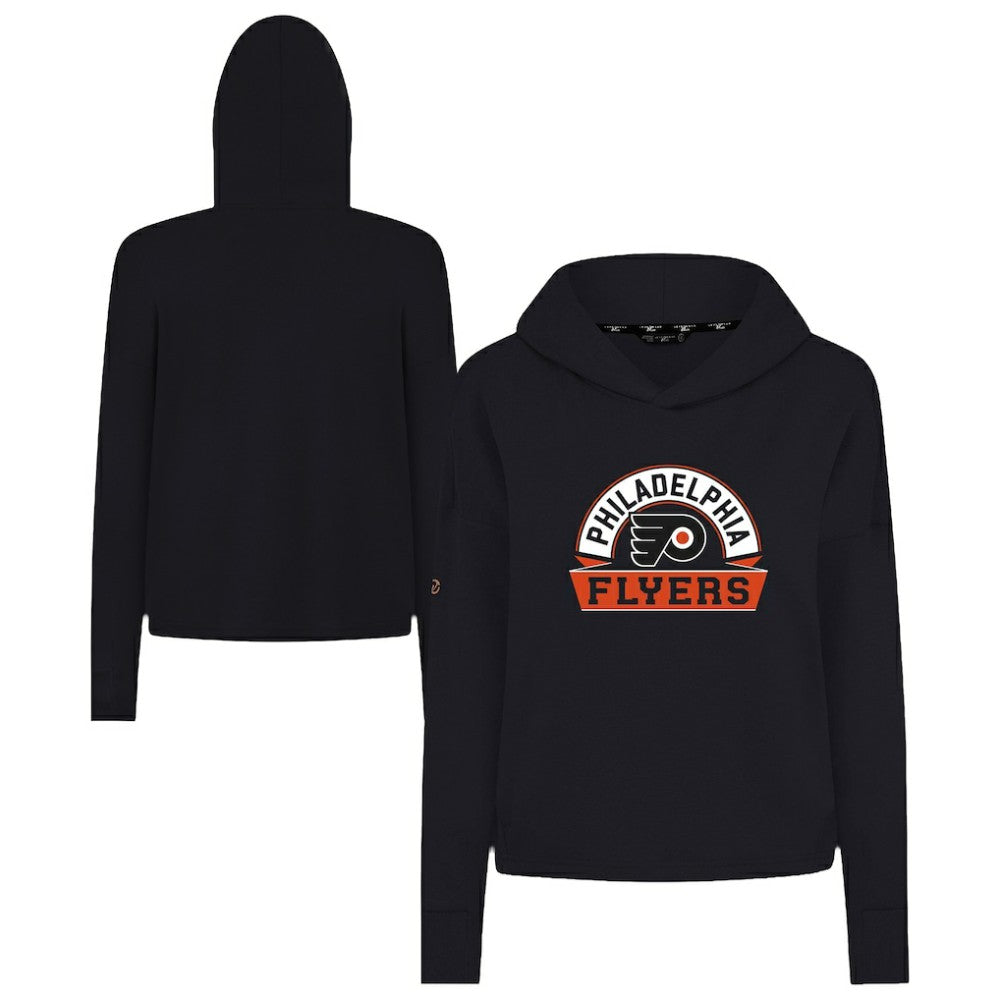 NHL Philadelphia Flyers Levelwear Women's Sweet Banner Arch Tri-Blend Cropped Pullover Hoodie - Black