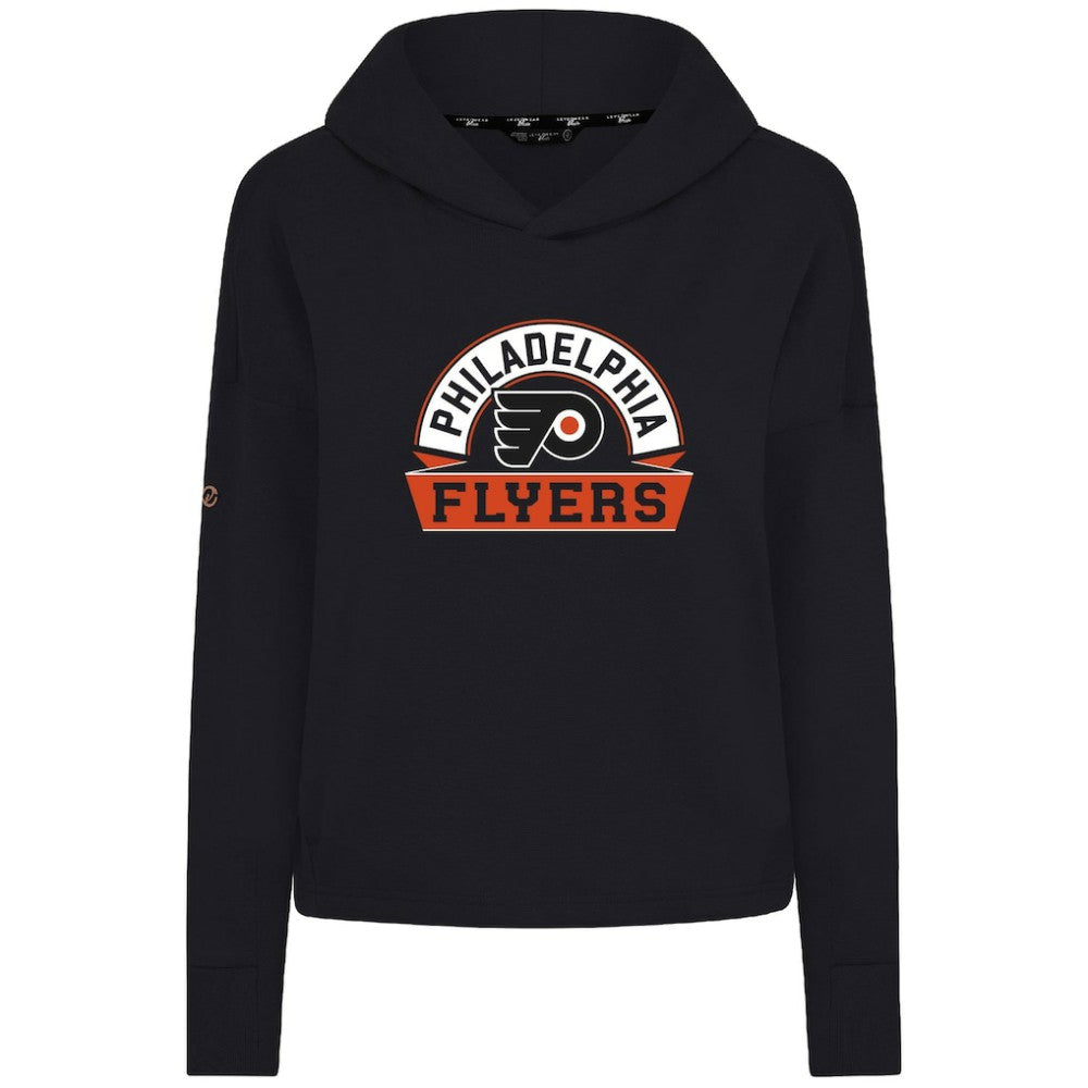 NHL Philadelphia Flyers Levelwear Women's Sweet Banner Arch Tri-Blend Cropped Pullover Hoodie - Black