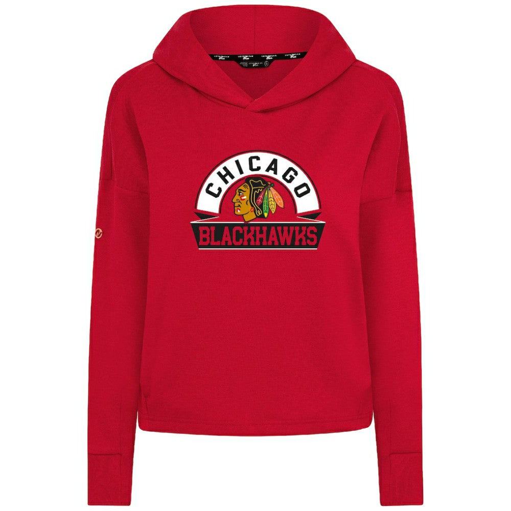 NHL Chicago Blackhawks Levelwear Women's Sweet Banner Arch Tri-Blend Cropped Pullover Hoodie - Red