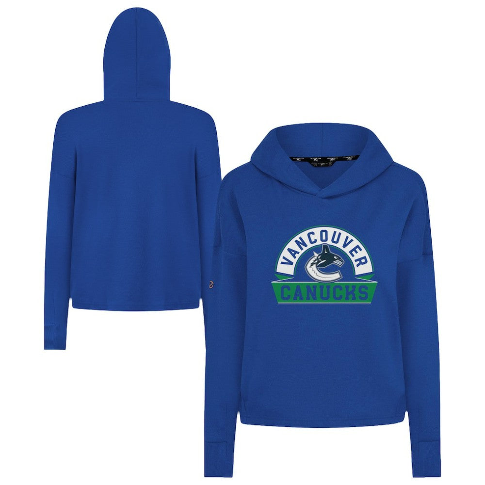 NHL Vancouver Canucks Levelwear Women's Sweet Banner Arch Tri-Blend Cropped Pullover Hoodie - Royal