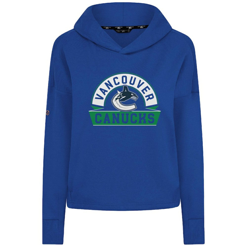 NHL Vancouver Canucks Levelwear Women's Sweet Banner Arch Tri-Blend Cropped Pullover Hoodie - Royal