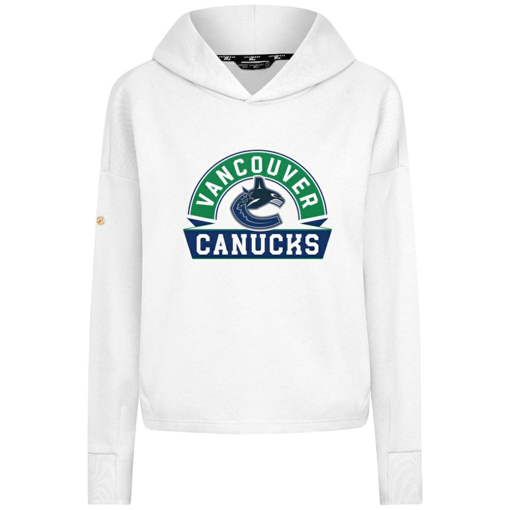 NHL Vancouver Canucks Levelwear Women's Sweet Banner Arch Tri-Blend Cropped Pullover Hoodie - White