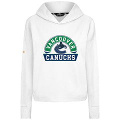 NHL Vancouver Canucks Levelwear Women's Sweet Banner Arch Tri-Blend Cropped Pullover Hoodie - White