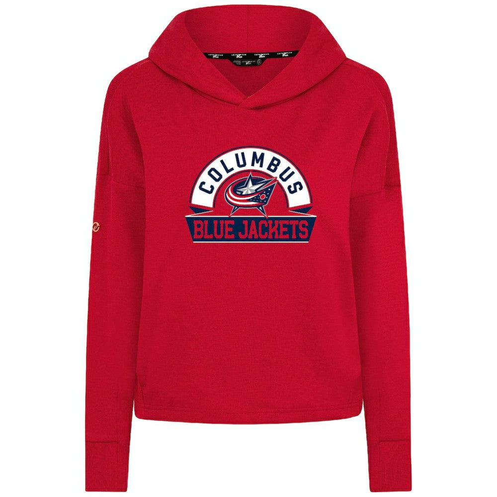 NHL Columbus Blue Jackets Levelwear Women's Sweet Banner Arch Tri-Blend Cropped Pullover Hoodie - Red