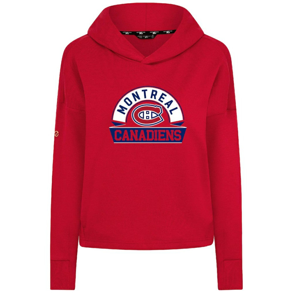 NHL Montreal Canadiens Levelwear Women's Sweet Banner Arch Tri-Blend Cropped Pullover Hoodie - Red