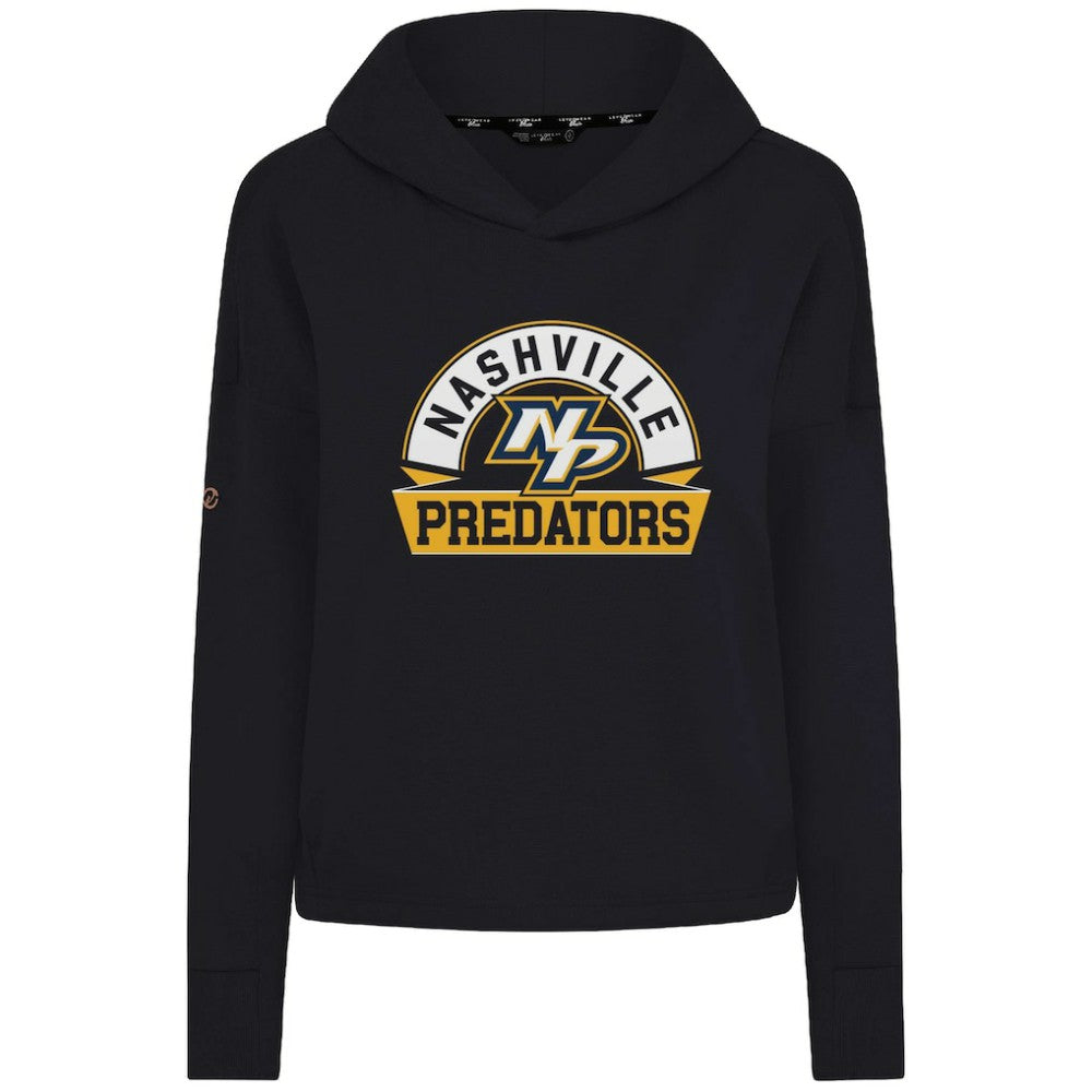 NHL Nashville Predators Levelwear Women's Sweet Banner Arch Tri-Blend Cropped Pullover Hoodie - Black
