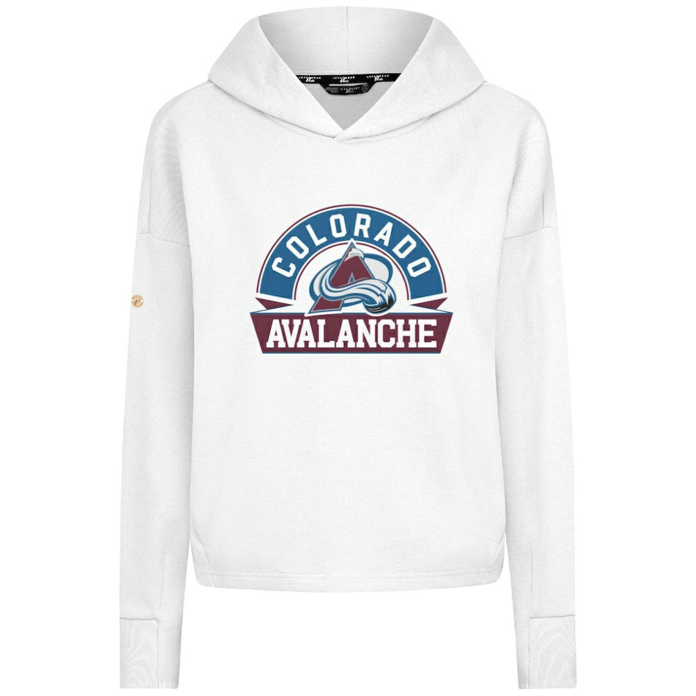 NHL Colorado Avalanche Levelwear Women's Sweet Banner Arch Tri-Blend Cropped Pullover Hoodie - White