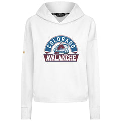 NHL Colorado Avalanche Levelwear Women's Sweet Banner Arch Tri-Blend Cropped Pullover Hoodie - White