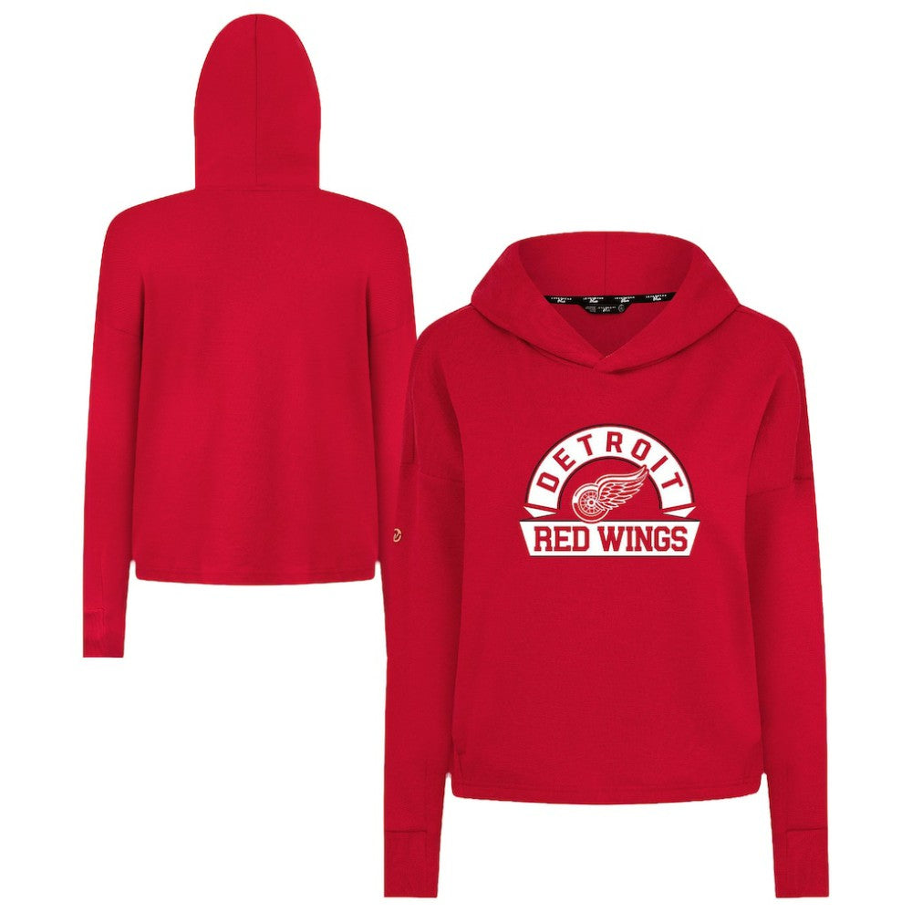 NHL Detroit Red Wings Levelwear Women's Sweet Banner Arch Tri-Blend Cropped Pullover Hoodie - Red