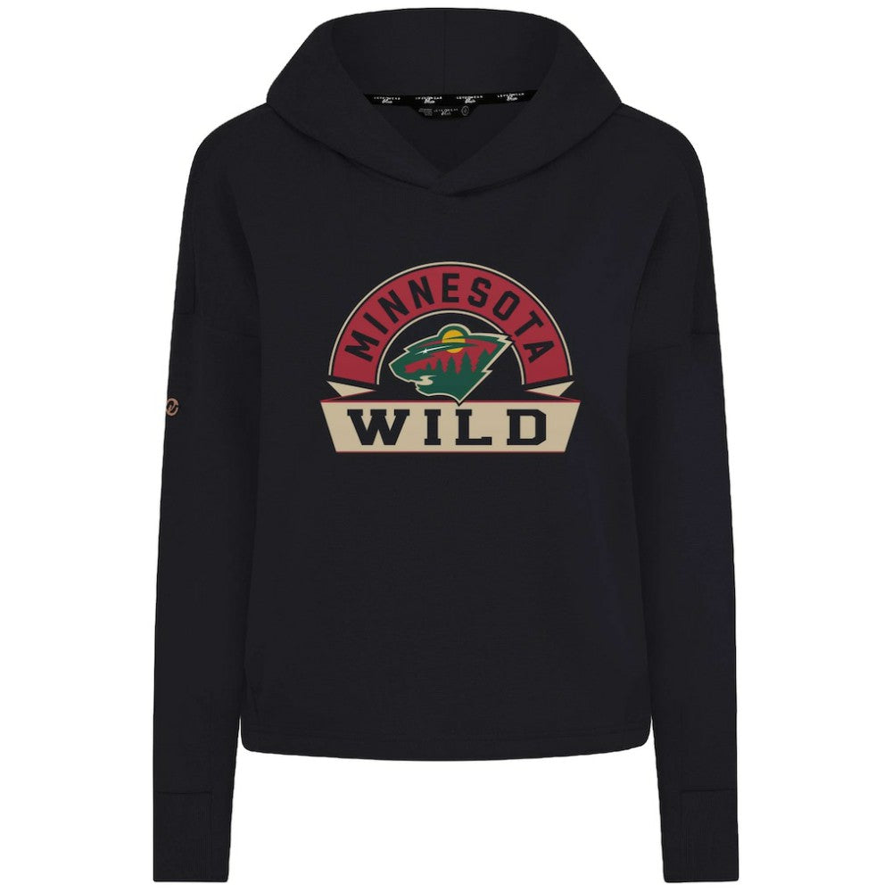 NHL Minnesota Wild Levelwear Women's Sweet Banner Arch Tri-Blend Cropped Pullover Hoodie - Black