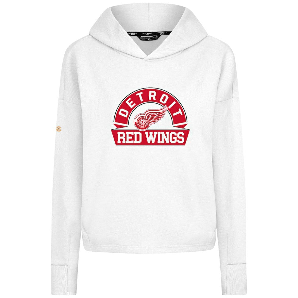 NHL Detroit Red Wings Levelwear Women's Sweet Banner Arch Tri-Blend Cropped Pullover Hoodie - White