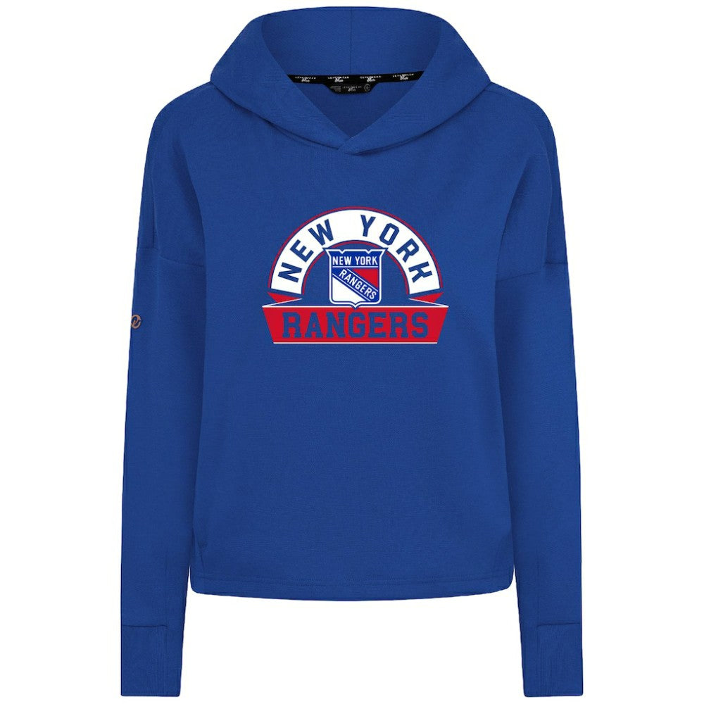 NHL New York Rangers Levelwear Women's Sweet Banner Arch Tri-Blend Cropped Pullover Hoodie - Royal