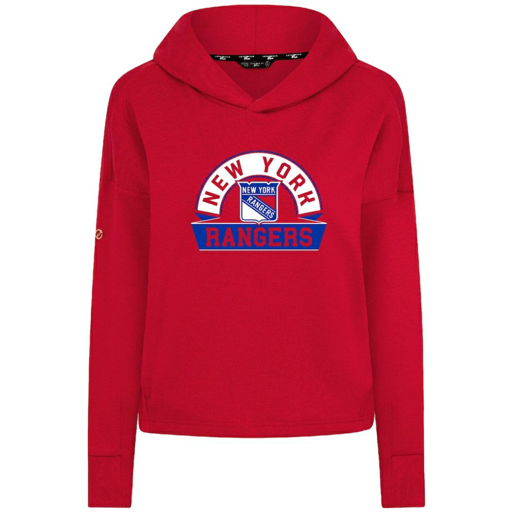 NHL New York Rangers Levelwear Women's Sweet Banner Arch Tri-Blend Cropped Pullover Hoodie - Red