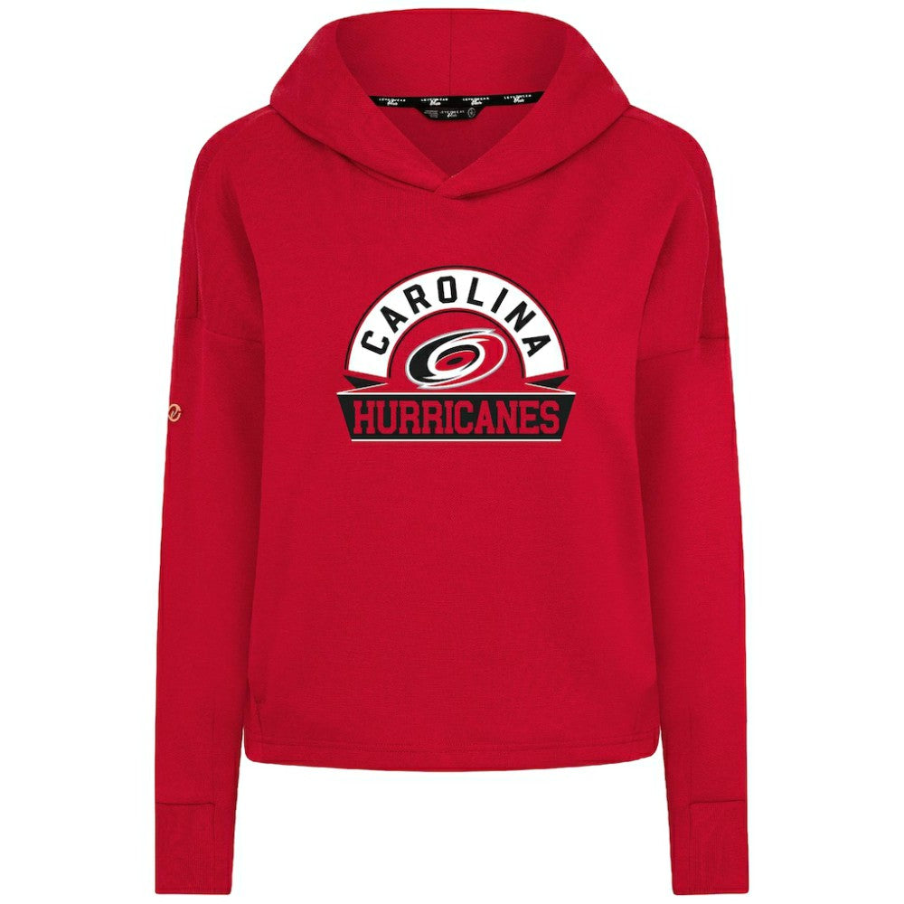 NHL Carolina Hurricanes Levelwear Women's Sweet Banner Arch Tri-Blend Cropped Pullover Hoodie - Red