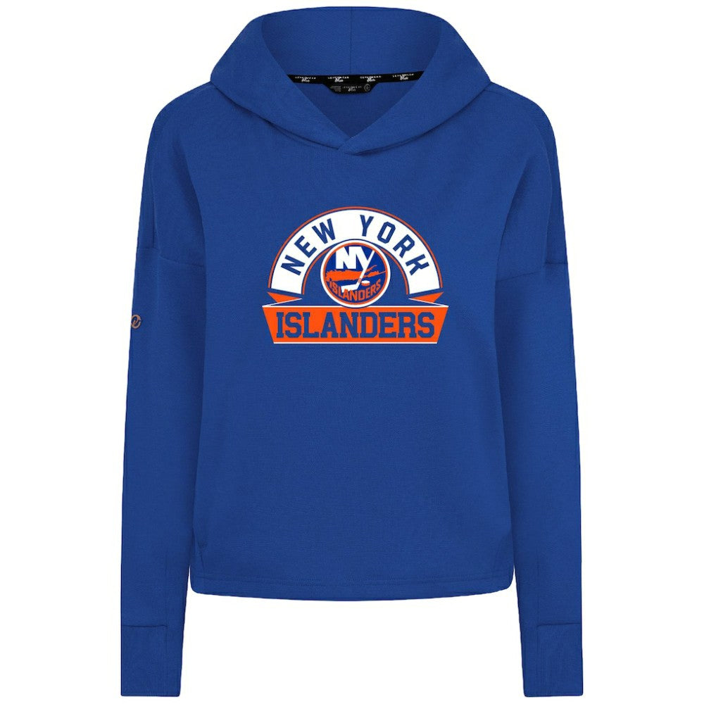 NHL New York Islanders Levelwear Women's Sweet Banner Arch Tri-Blend Cropped Pullover Hoodie - Royal