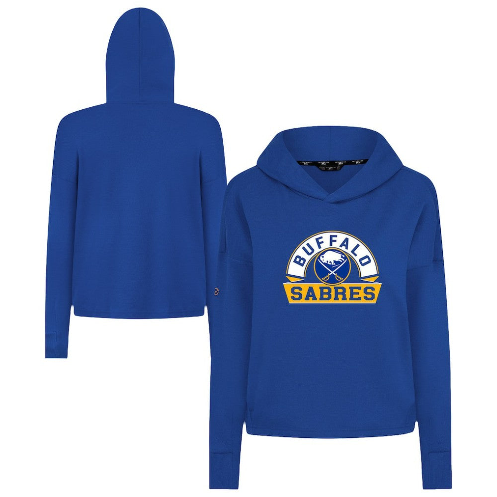 NHL Buffalo Sabres Levelwear Women's Sweet Banner Arch Tri-Blend Cropped Pullover Hoodie - Royal