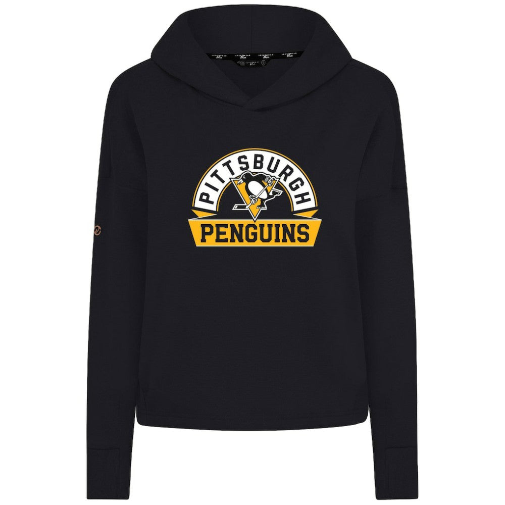 NHL Pittsburgh Penguins Levelwear Women's Sweet Banner Arch Tri-Blend Cropped Pullover Hoodie - Black