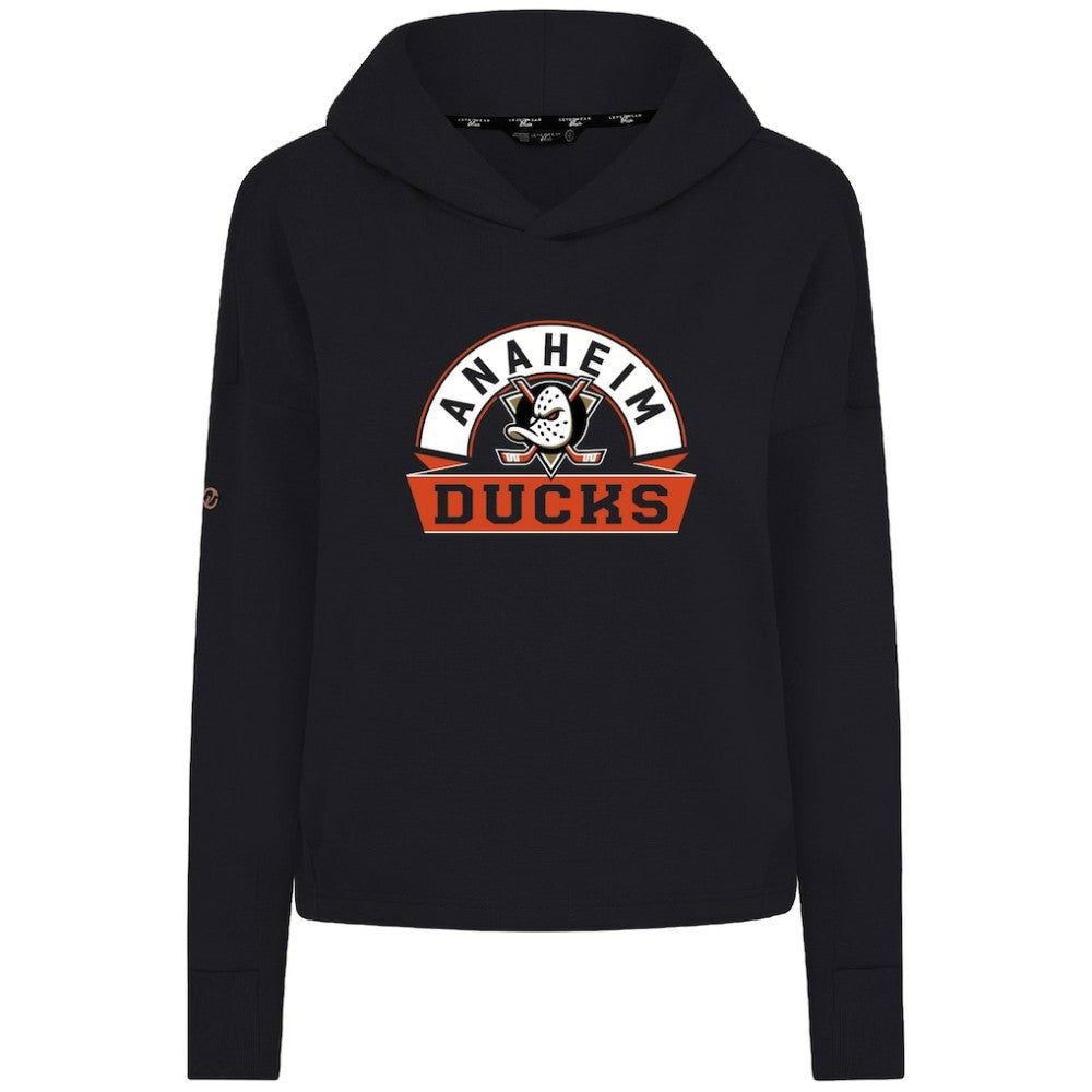 NHL Anaheim Ducks Levelwear Women's Sweet Banner Arch Tri-Blend Cropped Pullover Hoodie - Black
