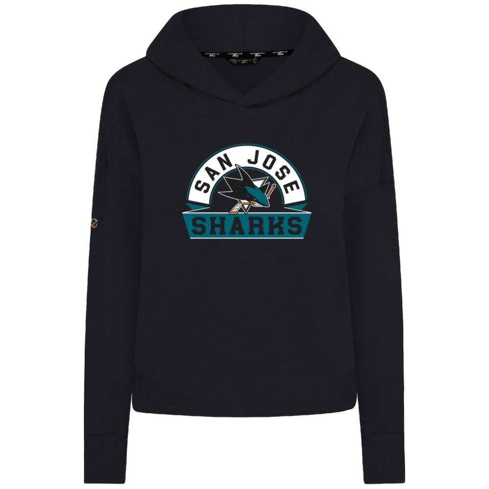NHL San Jose Sharks Levelwear Women's Sweet Banner Arch Tri-Blend Cropped Pullover Hoodie - Black